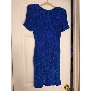 Royal blue STENAY sequined short sleeved elegant sequined evening dress